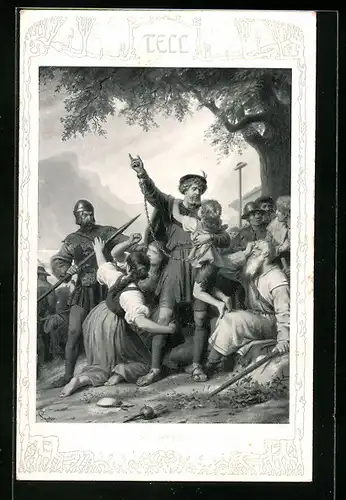 AK Wilhelm Tell, Tell an Mann gefesselt