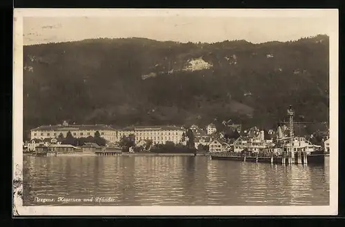 AK Bregenz, Kasernen und Pfänder am Bodensee-Ufer