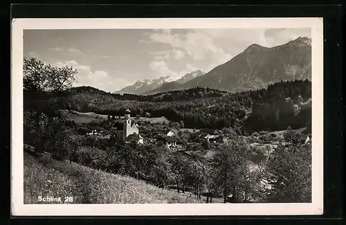 AK Schlins, Panorama vom Berg aus gesehen