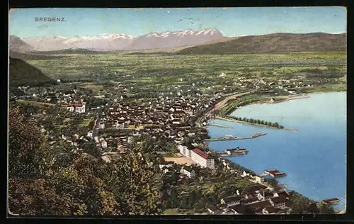 AK Bregenz, Totale vom Berg aus gesehen