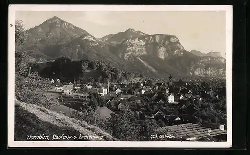 AK Dornbirn, Panorama mit Staufenspitze und Breitenberg