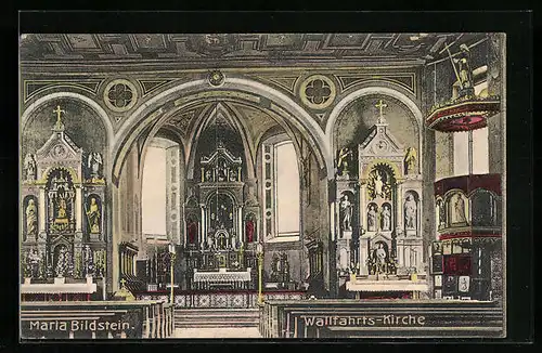 AK Maria Bildstein, Inneres der Wallfahrtskirche
