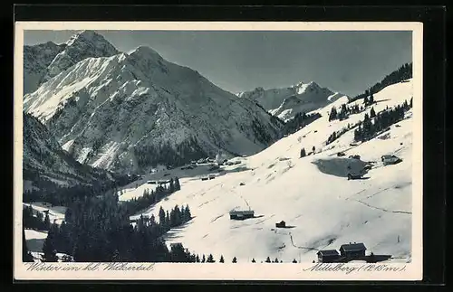 AK Mittelberg, Ortspartie im Winter