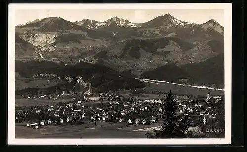 AK Bludenz, Panorama mit Gebirgswand