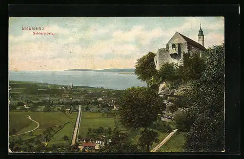 AK Bregenz, Gebhardsberg mit Stadtblick