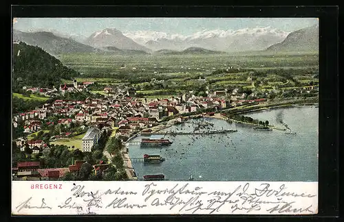 AK Bregenz, Panoramablick aus der Vogelschau