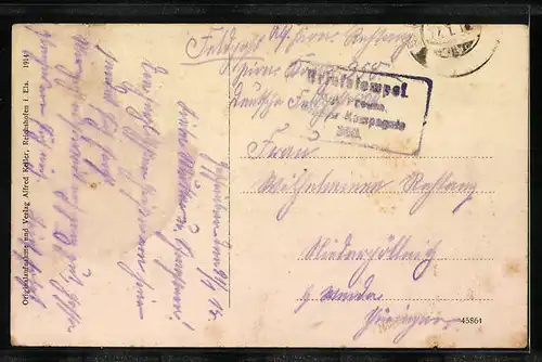 AK Reichshofen i. Els., Vorstadtpartie mit Brauerei Derendinger