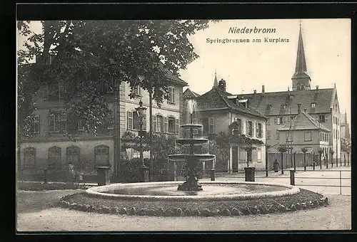 AK Niederbronn, Springbrunnen am Kurplatz