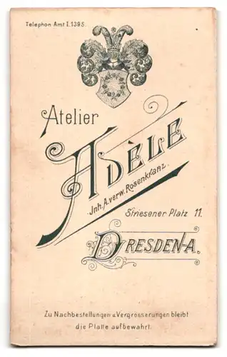 Fotografie Atelier Adele, Dresden-A., Striesener Platz 11, Junger Herr im Anzug mit Fliege