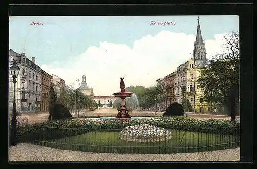 AK Bonn, Kaiserplatz mit Springbrunnen