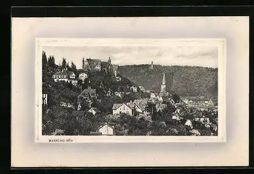 AK Marburg, Totale von Süden aus gesehen