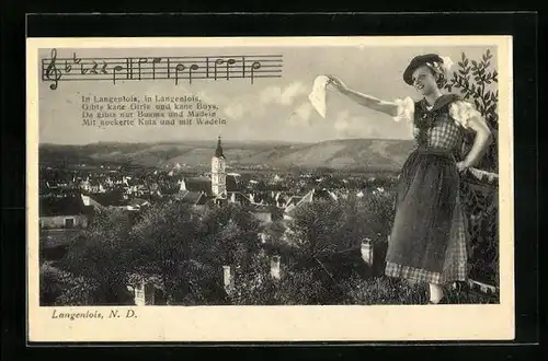 AK Langenlois, Totalansicht, Österreicherin in Tracht