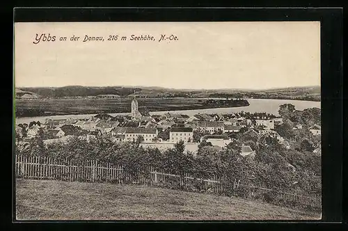 AK Ybbs a. d. Donau, Totale von der Bergwiese aus gesehen