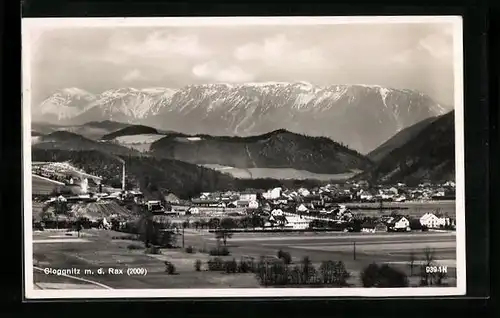 AK Gloggnitz, Gesamtansicht mit Rax im Hintergrund