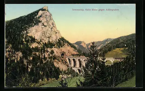 AK Semmering, Kalte Ruine gegen Adlitzgraben