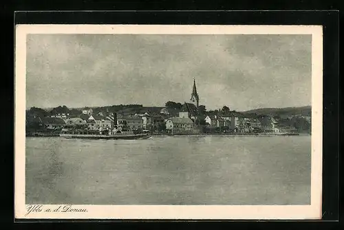 AK Ybbs a. d. Donau, Blick über die Donau auf die Ortschaft