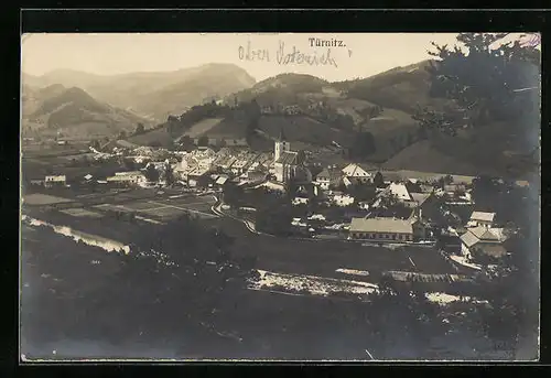 AK Türnitz, Panorama vom Berg aus gesehen