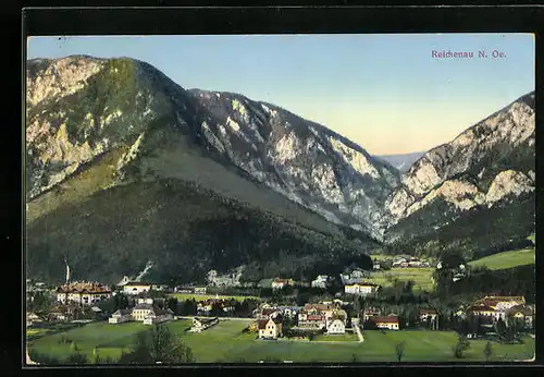 AK Reichenau, Gesamtansicht mit Gebirgswand