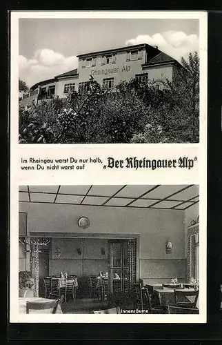 AK Presberg im Rheingau, Gasthaus und Pension Rheingauer Alp, Innenansicht