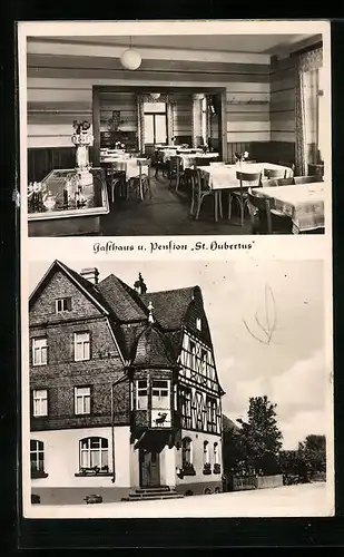 AK Maisborn /Hunsrück, Gasthaus und Pension St. Hubertus, Innenansicht