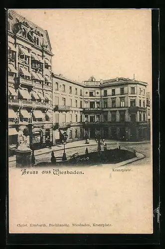 AK Wiesbaden, Kranzplatz mit Hotel Zum schwarzen Bock