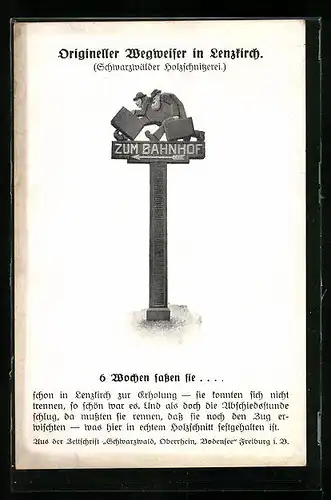 AK Lenzkirch, Wegweiser, Schwarzwälder Holzschnitzerei