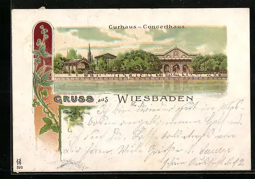 Lithographie Wiesbaden, Kurhaus & Konzerthaus