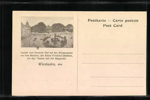 AK Wiesbaden, Frühjahrs-Parade des Kaisers auf dem Kaiser-Friedrich-Platz vor dem Nassauer Hof