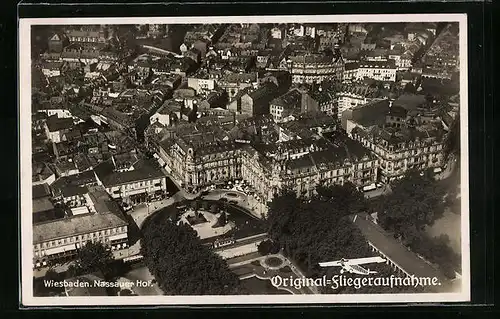 AK Wiesbaden, Nassauer Hof vom Flugzeug aus