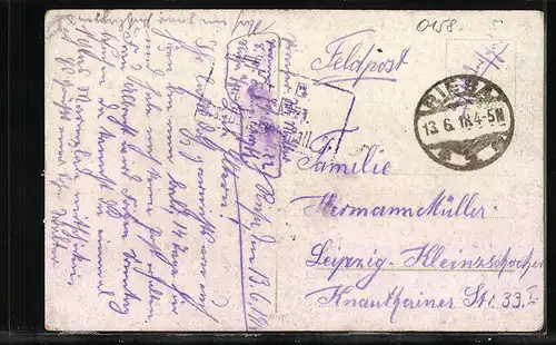 AK Riesa / Elbe, Kanalpartie mit Elbbrücke