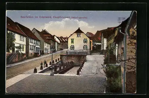 AK Beerfelden / Odw., Hauptbrunnen, Mümlingquelle
