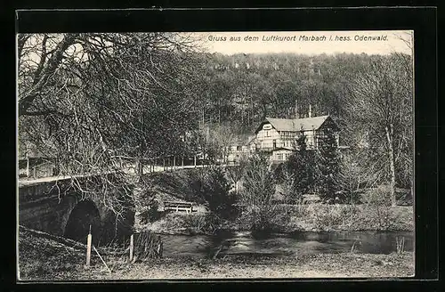 AK Marbach / hess. Odenwald, Kurhaus am Fluss