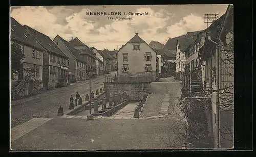 AK Beerfelden / Odw., Partie am Hauptbrunnen