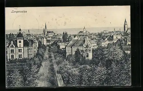 AK Langensalza, Teilansicht aus der Vogelschau