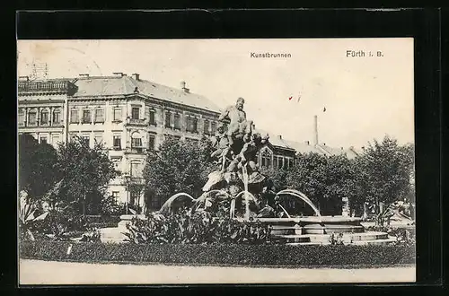 AK Fürth i. B., am Kunstbrunnen
