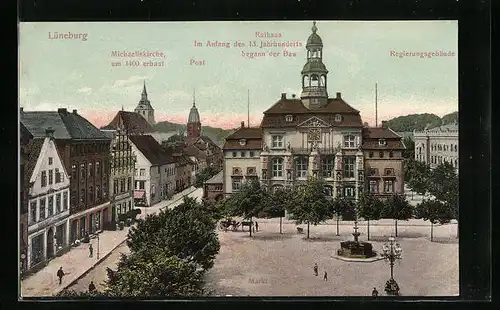 AK Lüneburg, Rathaus, Michaeliskirche und Regierungsgebäude