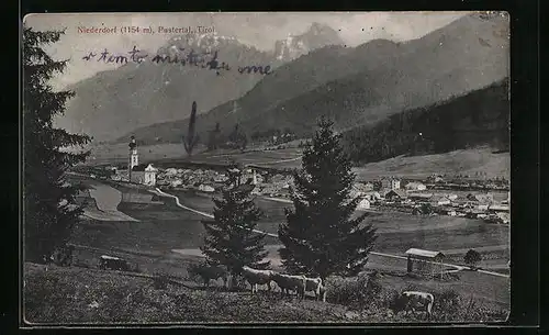 AK Niederdorf /Pustertal, Teilansicht mit Kirche
