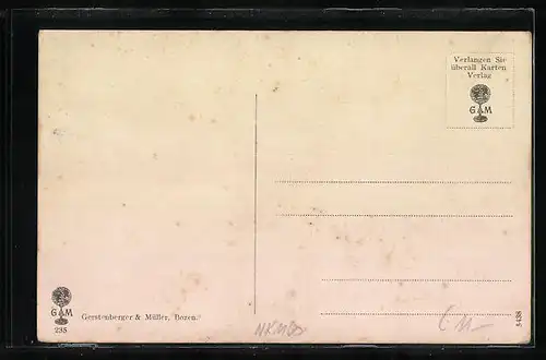 AK Seis bei St. Valentin, Ortspartie mit Kirche und Schlern