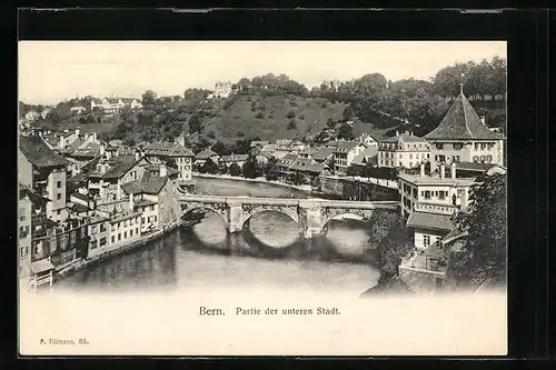 AK Bern, Partie der unteren Stadt mit Brücke