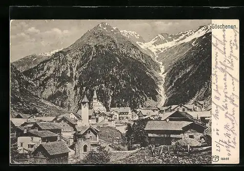 AK Göschenen, Teilansicht mit Bergen