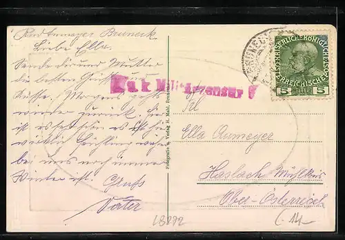 Präge-AK Bruneck, Ortspartie, Passepartout