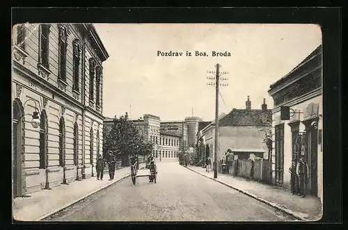 AK Brod, Soldaten auf der Strasse