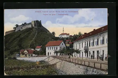 AK Doboj, Ansicht auf die Ruine und die Landesbank
