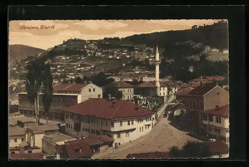 AK Sarajevo, Bistrik, Blick zum Minarett
