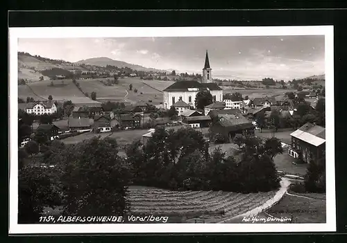 AK Alberschwende, Blick zur Kirche im Ort