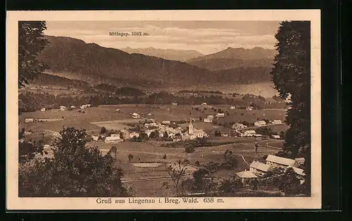 AK Lingenau i. Breg. Wald, Generalansicht gegen die Mittagsp.