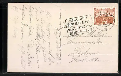 AK Lindau, Blick vom Pfänder auf die Stadt und das Strand-Palast-Hotel