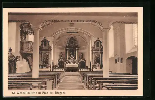 AK Fluh bei Bregenz, Inneres der St. Wendelinkirche