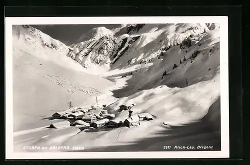 AK Stuben am Arlberg, der eingeschneite Ort