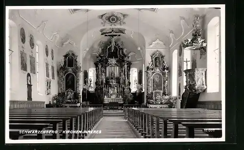 AK Schwarzenberg, Inners der Kirche mit dem Altar